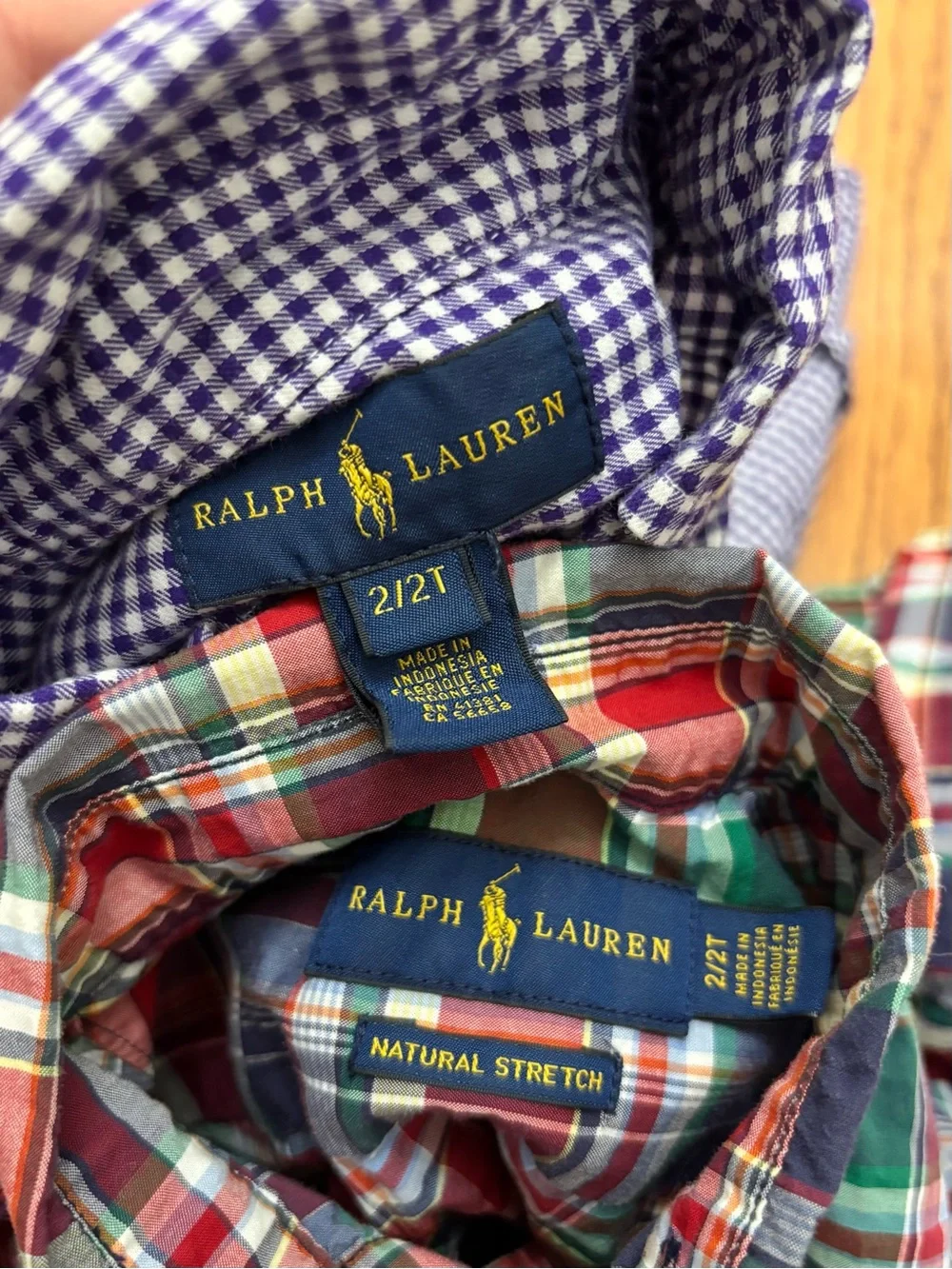 Ralph Lauren Toddler Boys 2T Button Down Shirt Bundle Gingham Plaid Oxford